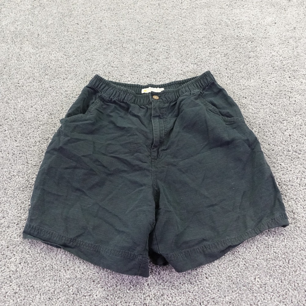 Sportif Shorts Mens Small Black Linen Blend Elastic Waist Casual